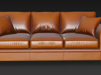 Leather Sofa 3D Model 3D model