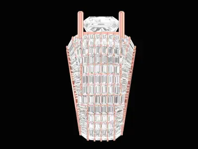 4914 New Ring Luxury Diamond Baguette Unisex Ring 3D print model