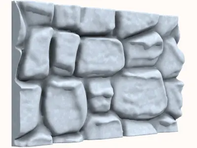 Granite Rock Face Defense Wall 3D model