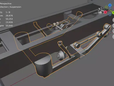 Heavy Rear Truck Axle  Low-poly 3D model