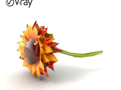 Decorative Sunflower Blossom 3D Model Pack Low-poly 3D model