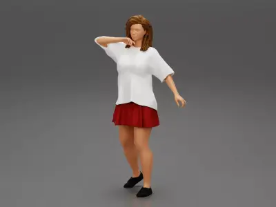 Young Beautiful Woman Wearing Casual Long T shirt Standing 3D print model