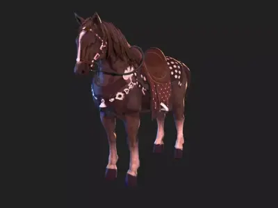 Red Horse Low-poly 3D model