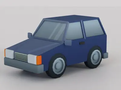 Cartoon Low Poly Car 01 - Hatchback Low-poly 3D model