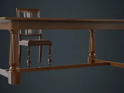 Table And Chair 1A Low-poly 3D model