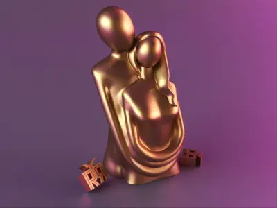 Couple Figurine Hugging Statue 3D print model