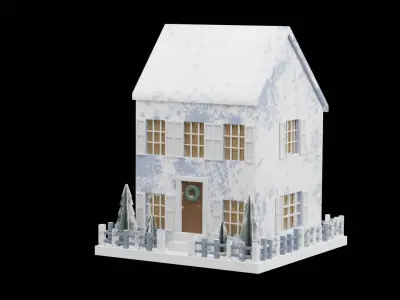 Christmas Putz House Low-poly 3D model purchase