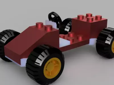 Fusion 360 Brick Toy Car STL and STEP Files 3D print model