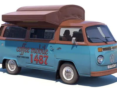 Street coffee car Volkswagen 3D model