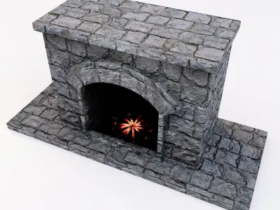 Bricks Fireplace low poly 3d model  Low-poly 3D model