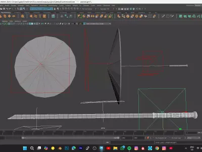umbrella sword model Low-poly 3D model