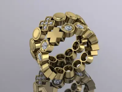 Set Jewelry Ring Gold X Zero 4 Rings 3D print model