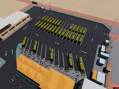 Doha Bus Station 3D model-11 Low-poly 3D model