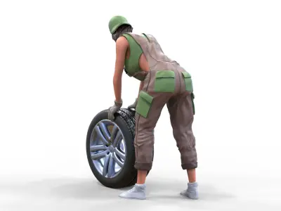 N1 woman mechanic 3D print model