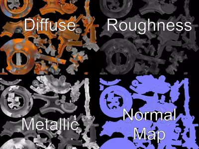 Steampunk Gear Clock model pack Low-poly 3D model