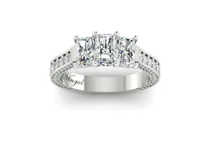 3-stone-trapezoid-diamond-engagement-ring 3D print model