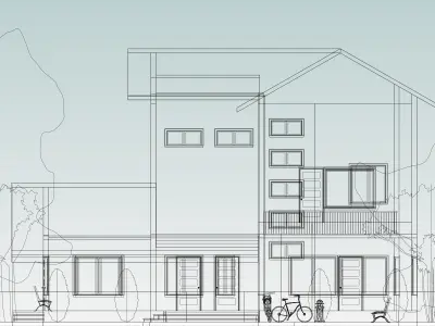 Simple two Floor House model by using a CAD file Low-poly 3D model
