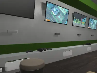 Game room - interior and props Low-poly 3D model