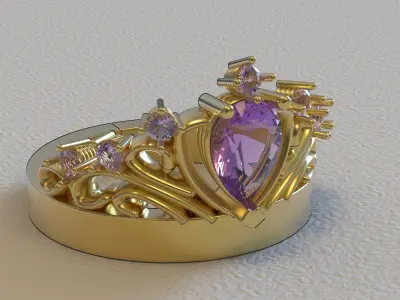 Princess Pear Ring  Women  Free 3D print model