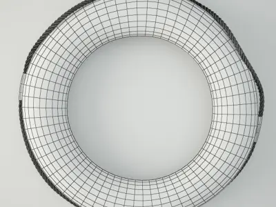 Midcentury Yellow and White Life Preserver 3D model