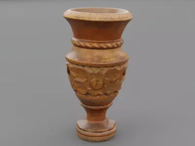 Wood vase low-poly 3D model Low-poly 3D model