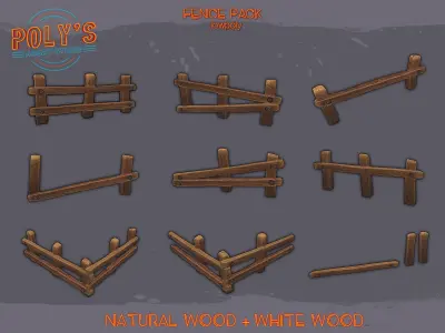 Low Poly Fence Low-poly 3D model Low-poly 3D model