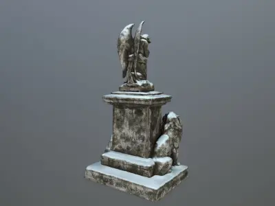 statue 4 with angel Low-poly 3D model