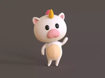 Little Funny Unicorn Animated  Low-poly 3D model
