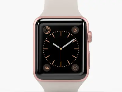 Apple Watch Rose Gold Aluminum Case Stone Sport Band Low-poly 3D model