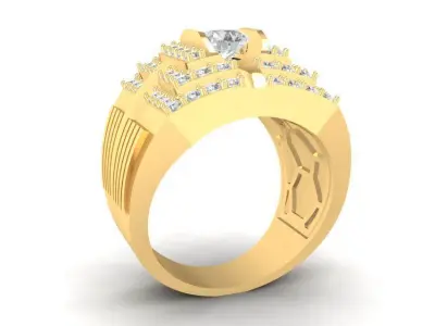 Luxury Square Diamond Men Ring 588 3D print model