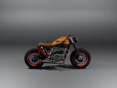 Bike Model Low Poly orange motorcycle 3D model