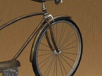 Cartoon Bicycle Game Ready Low-poly 3D model