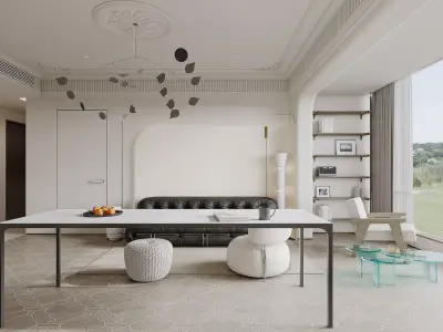 Modern living room dining room interior scenes 350 3D model