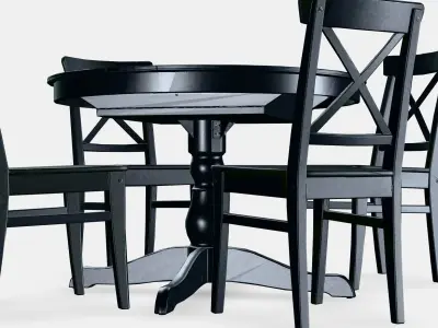 INGATORP - INGOLF table and 4 chairs 1 Low-poly 3D model