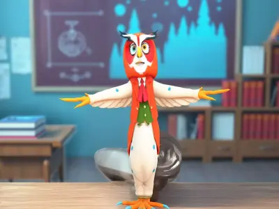 Elegant Owl Character model pack Low-poly 3D model