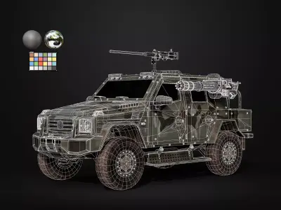 Military Car Truck Vehicle Game Ready Low-poly 3D model