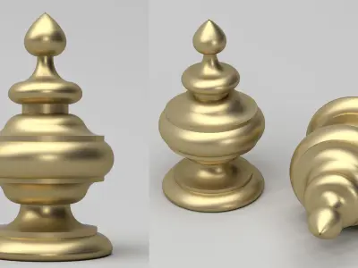 Elegant Gold Finial 3D model