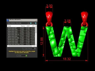 W LETTER Alphabet ROCKS PENDANT 3D print model 3D print model