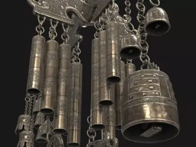 Wind Chime Props Collection Low-poly 3D model