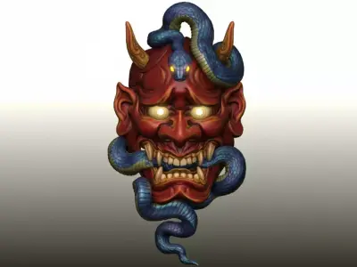 Hannya Hebi mask Print 3D print model