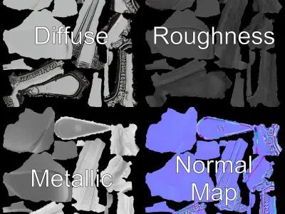 Decorative Spoon Model Pack for Rendering and Game Engines Low-poly 3D model