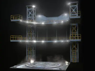 Landing Pad with Platform Low-poly 3D model