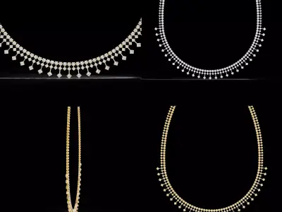 Luxury Diamond Drop Necklace CAD Design 3DM STL File 3D print model