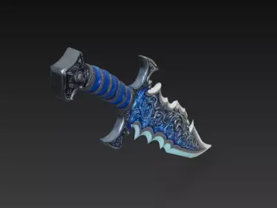 Leviathan Fangblade - Low Poly Stylized Oceanic Sword 10K Low-poly 3D model