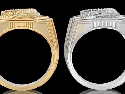 Crocodile Man Ring silver gold printable jewelry 3D print model