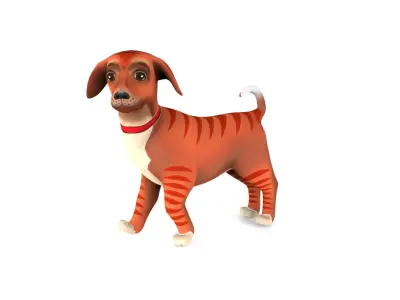 Cartoon Puppy Rigged and Animation Low-poly 3D model