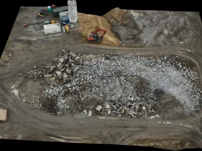 construction-site debris terrain machinery pt2 dronescan Low-poly 3D model