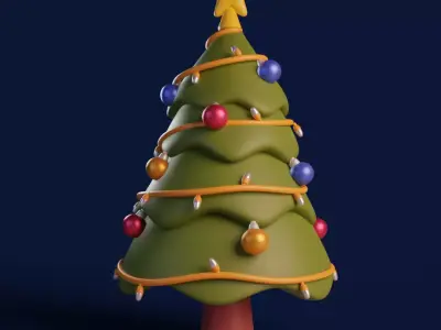 Cartoon Christmas Tree Low-poly 3D model
