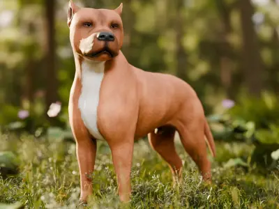 Dog Staffordshire Bull Terrier Low-poly 3D model