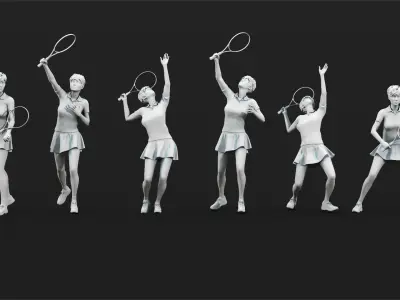 24 Tennis figures 3D model